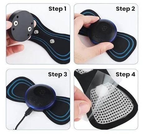 Mini Massager for Pain Relief, Portable Electric Body Massager Machine, EMS Muscle Stimulator,Butterfly Back Neck Shoulder Massager for Body Pain Relief,Compact Travel Massager (Blue, Medium)